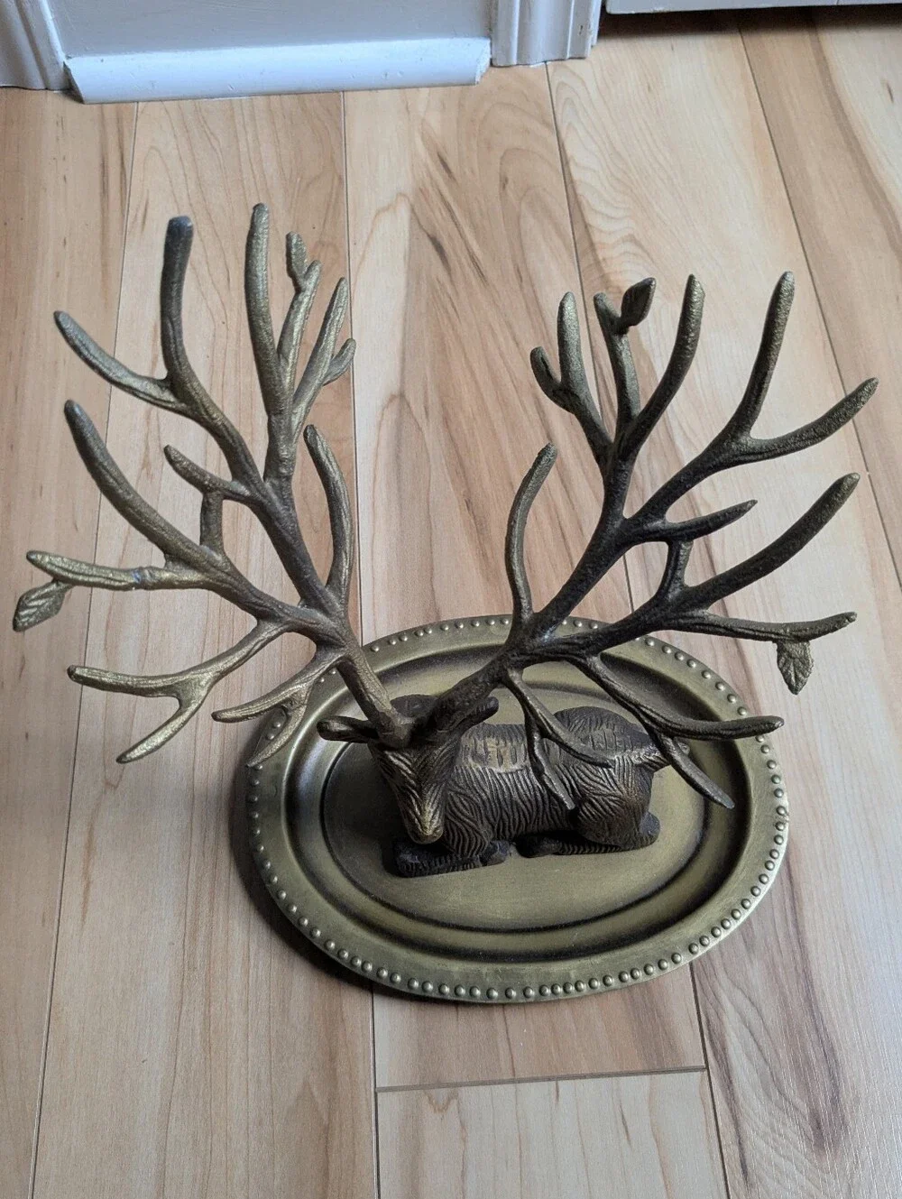 Brass Elk Antler Jewelry Stand with Tray